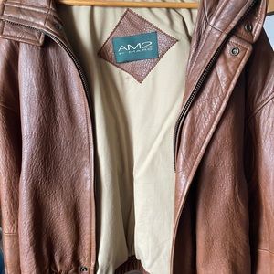 AM2 Brown Leather Jacket, cotton lining